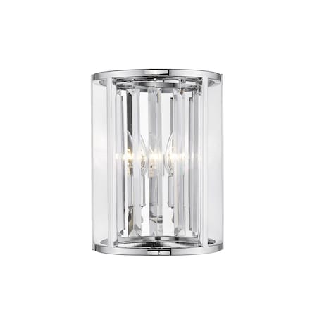 Monarch 2 Light Wall Sconce, Chrome & Clear